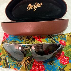 Maui Jim Men's Silver Mirrored Aviator Sunglasses